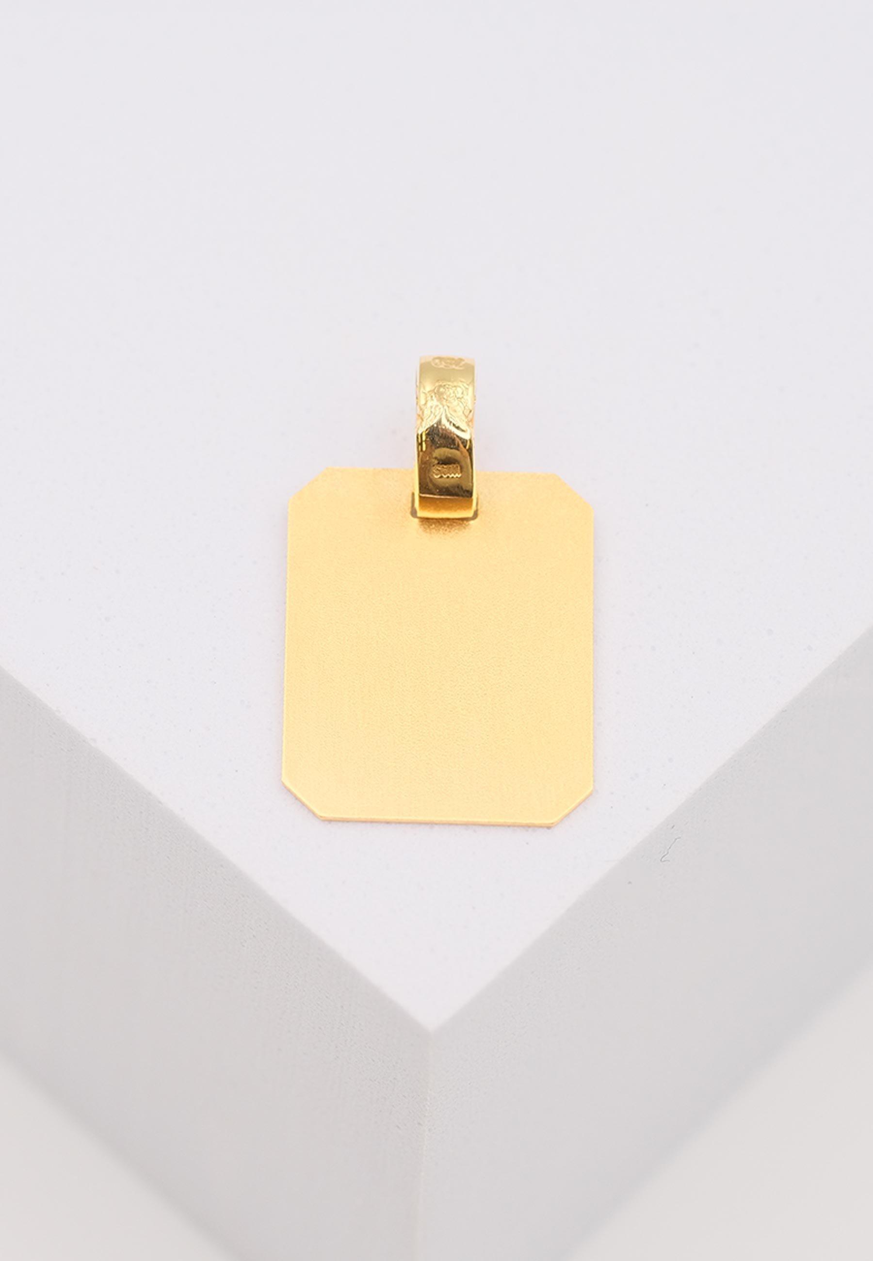 MUAU Schmuck  Pendentif plaque à  graver or jaune 750, 24x15mm 