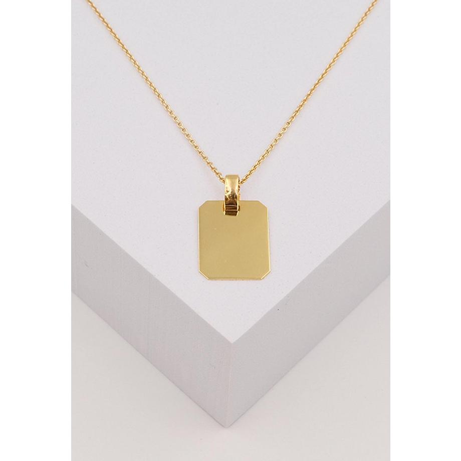 MUAU Schmuck  Anhänger Gravurplatte Gelbgold 750, 18x14mm 
