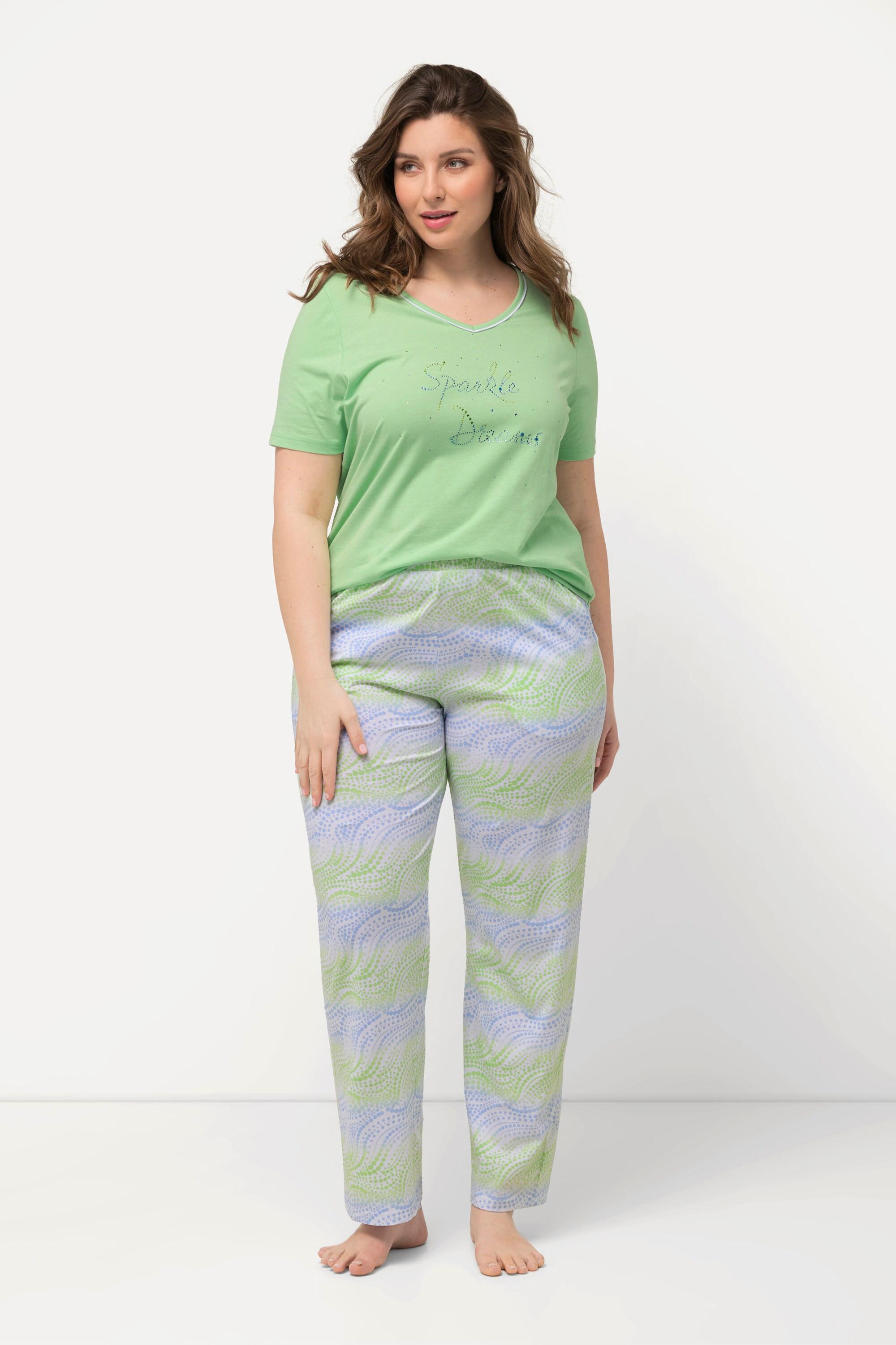 Ulla Popken Pyjama Motif Vagues Col en V Manches Courtes  