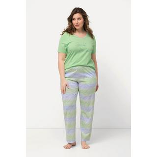 Ulla Popken Pyjama Motif Vagues Col en V Manches Courtes  