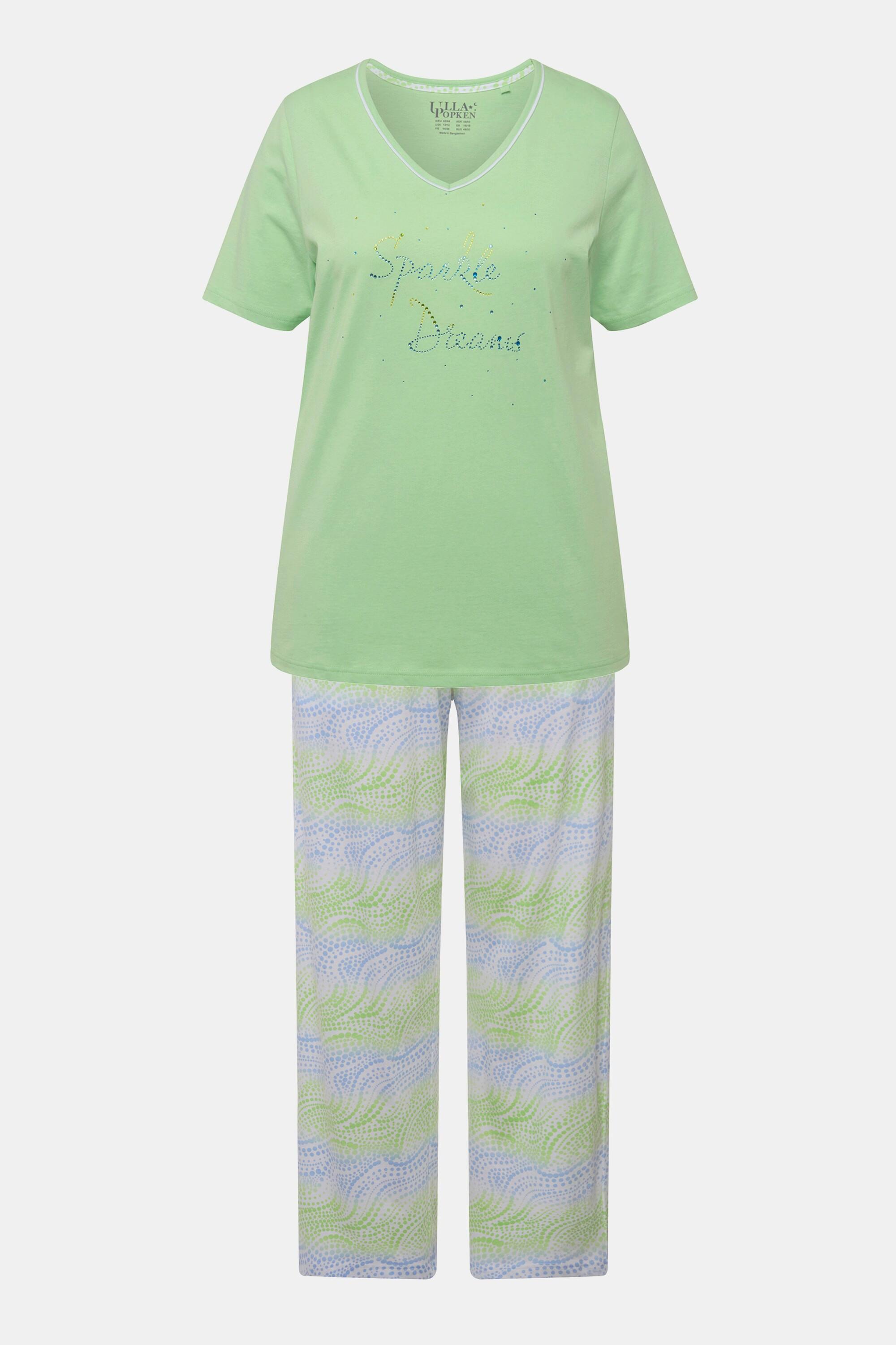 Ulla Popken  Pyjama motif vagues, col en V, manches courtes 