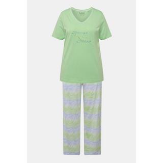 Ulla Popken Pyjama Motif Vagues Col en V Manches Courtes  