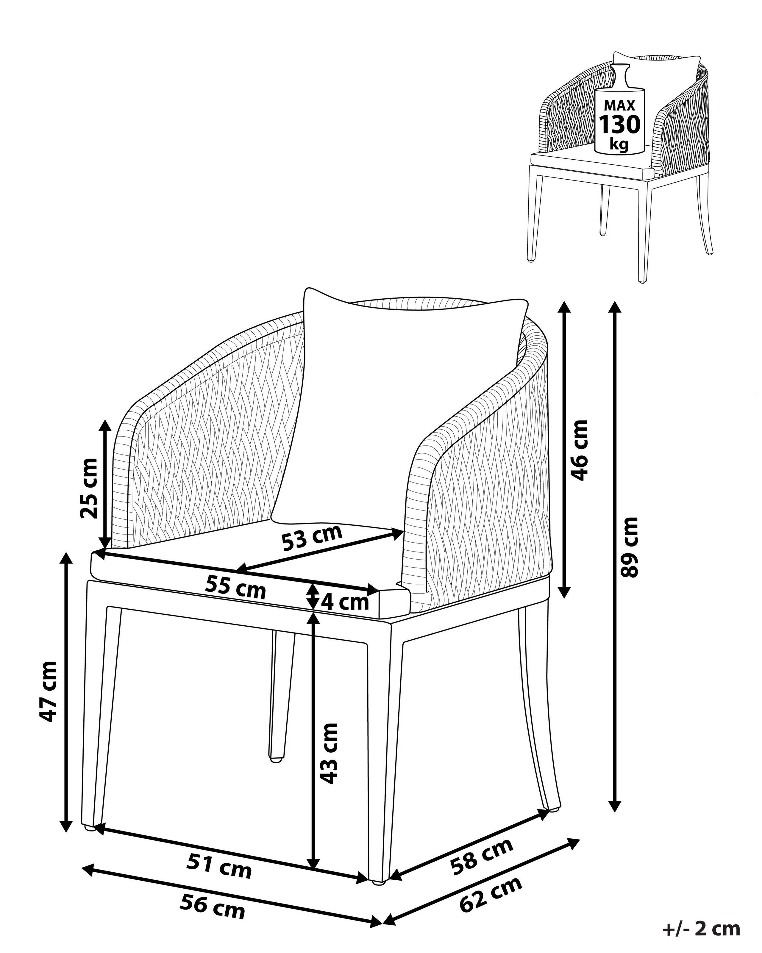 Beliani Lot de 2 chaises en Aluminium Industriel LIPARI  