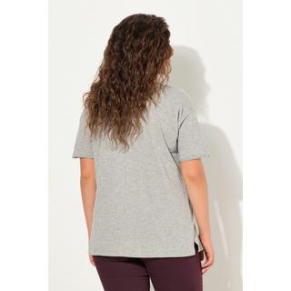 Ulla Popken  T-shirt dal taglio oversize con numeri, scollo a girocollo e mezze maniche 