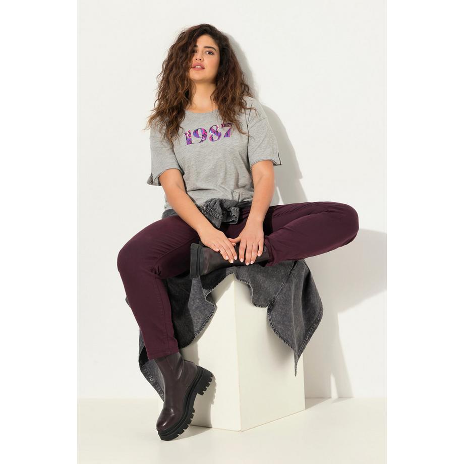 Ulla Popken Oversized Zahlen Rundhals Halbarm T-Shirt  