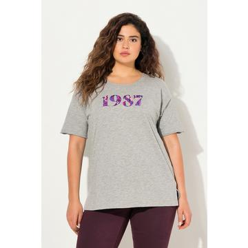 T-shirt oversize, imprimé chiffres. Col rond, manches courtes.