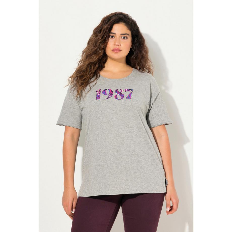 Ulla Popken Oversized Zahlen Rundhals Halbarm T-Shirt  