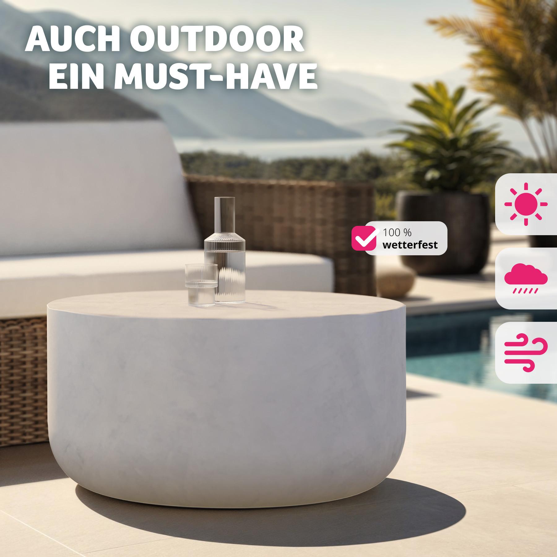 Tectake Runder Couchtisch Ronan, für In- & Outdoor, 80x39,5cm  