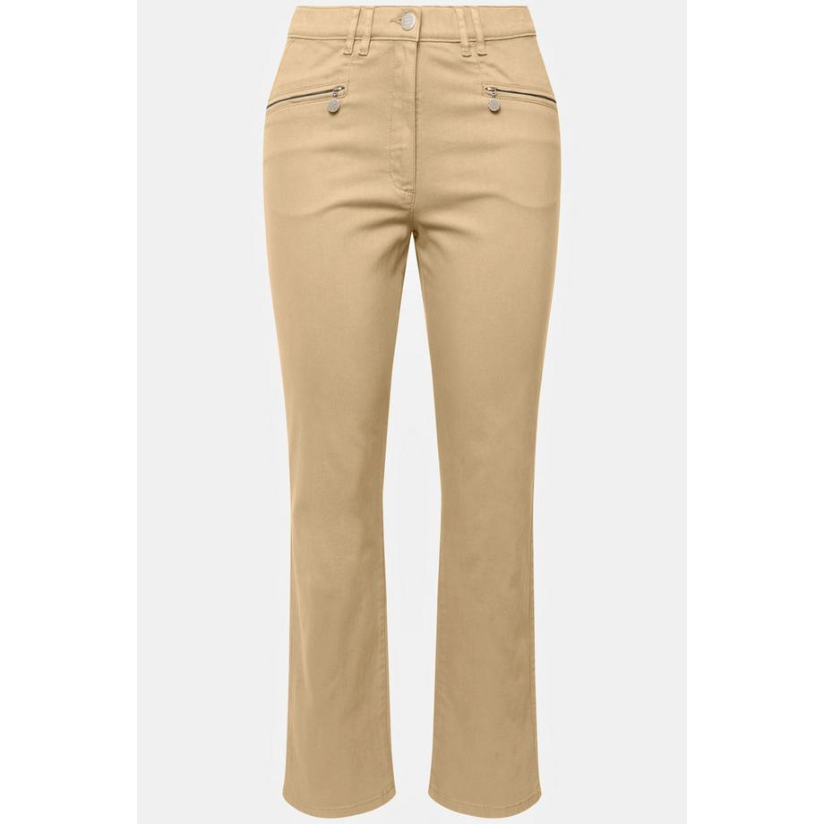 Ulla Popken Mony Pantaloni Elasticizzati Gamba Leggermente Conica Tasche Zip  