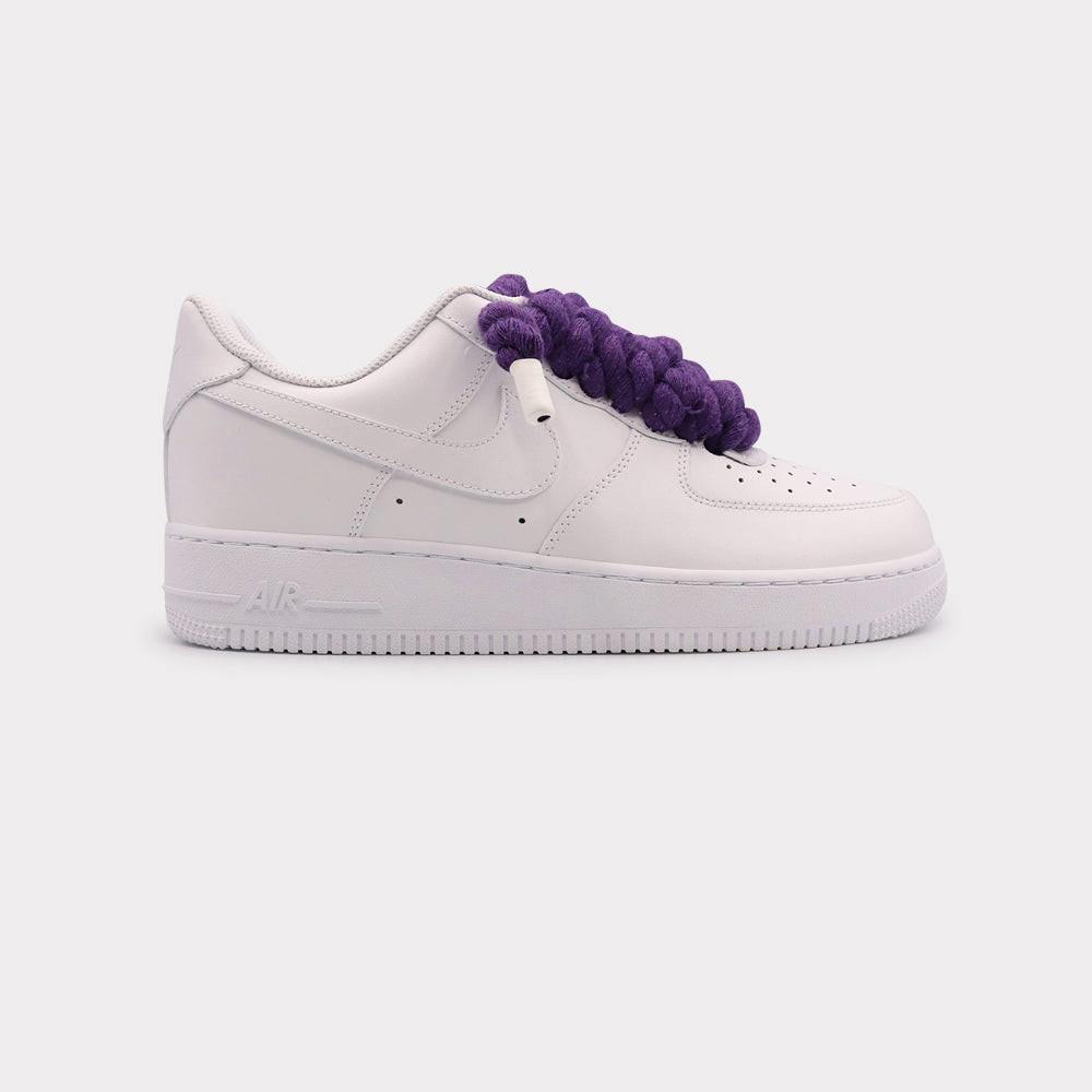 NIKE  Air Force 1 White - Rope Lace Purple 