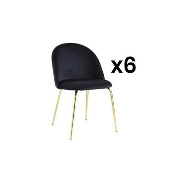 Lot de 6 chaises MELBOURNE Velours métal doré