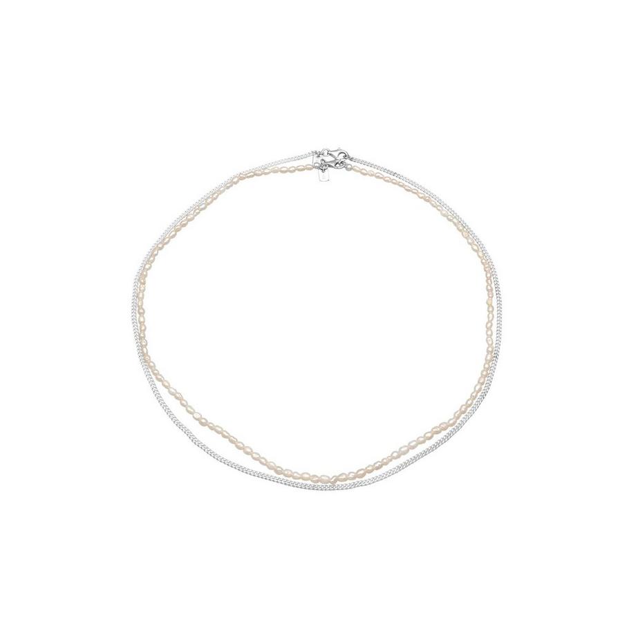 Kuzzoi  Halskette Panzerkette Süßwasserzuchtperlen 925 Silber 