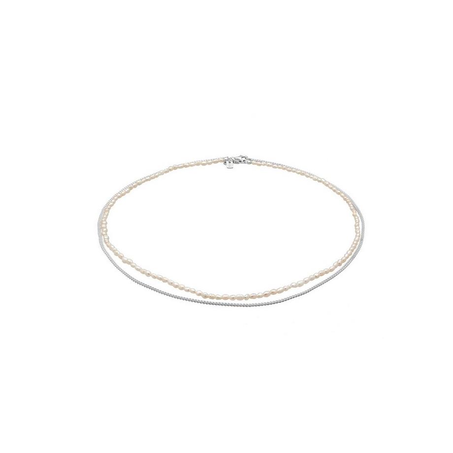 Halskette Panzerkette Süßwasserzuchtperlen 925 Silber