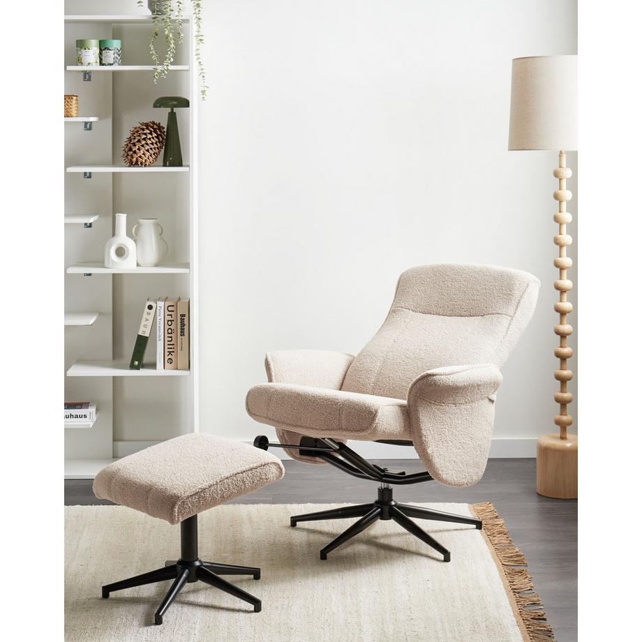 Beliani Fauteuil inclinable en Bouclé Traditionnel JAPET  