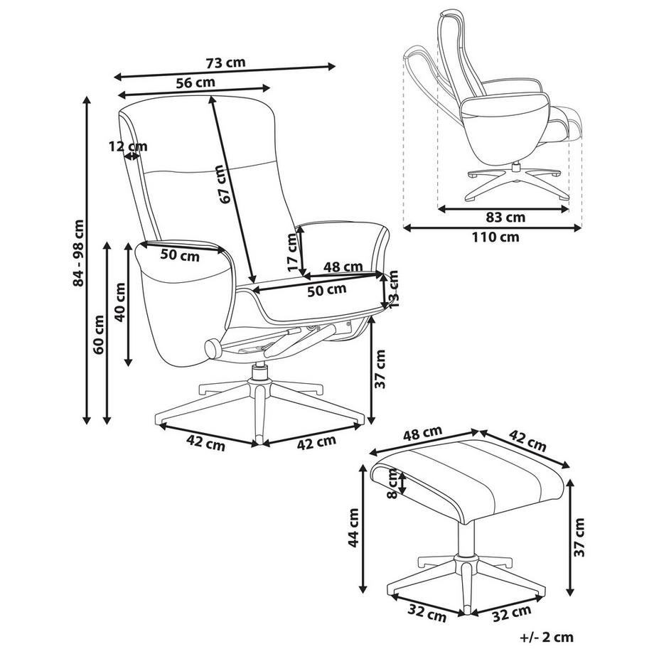 Beliani Fauteuil inclinable en Bouclé Traditionnel JAPET  