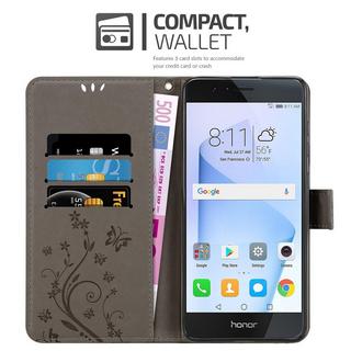 Cadorabo  Housse compatible avec Honor 8 / 8 PREMIUM - Coque de protection au design floral avec fermeture magnétique, fonction de support et emplacements pour cartes 