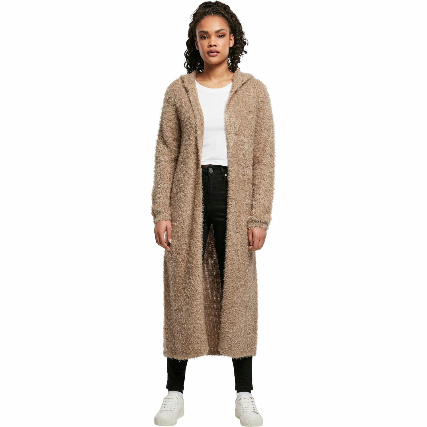 URBAN CLASSICS Hooded Feather Langstrickjacke grosse Grössen  