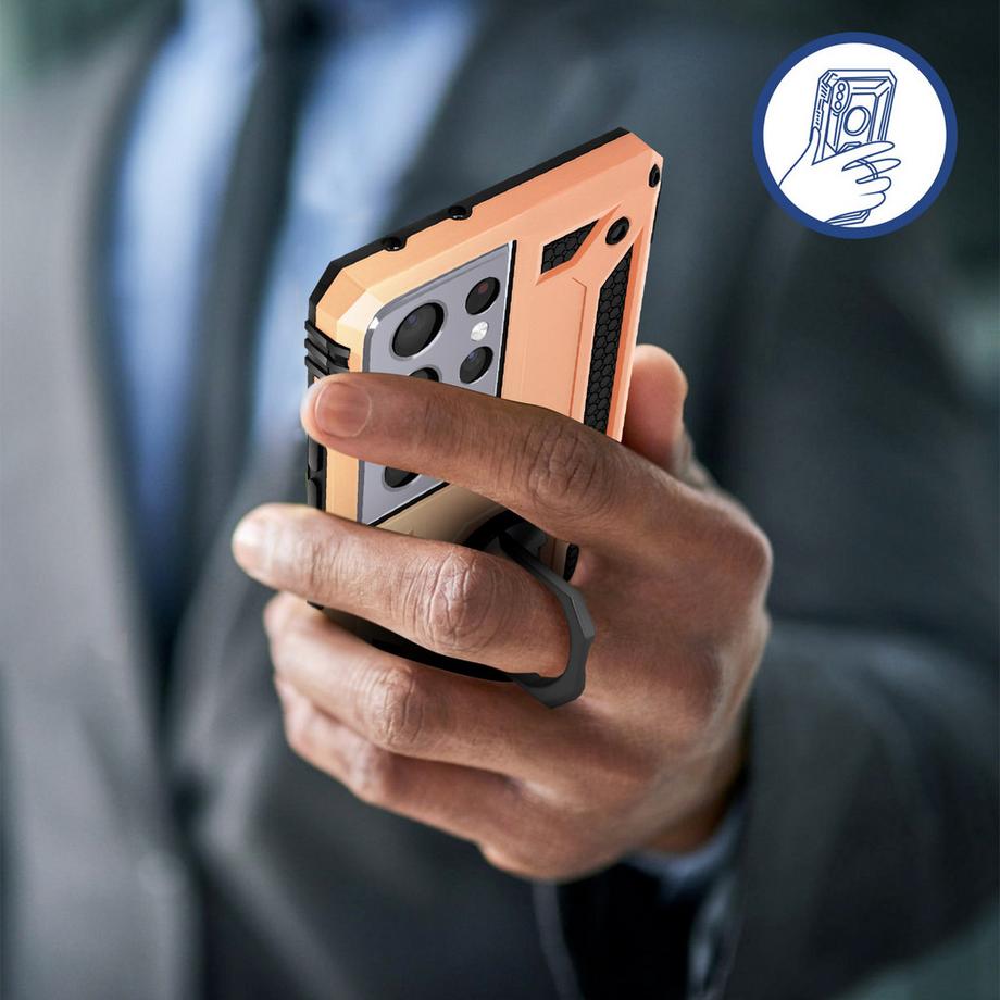 Avizar  Coque Samsung S21 Ultra Bague Rose Gold 