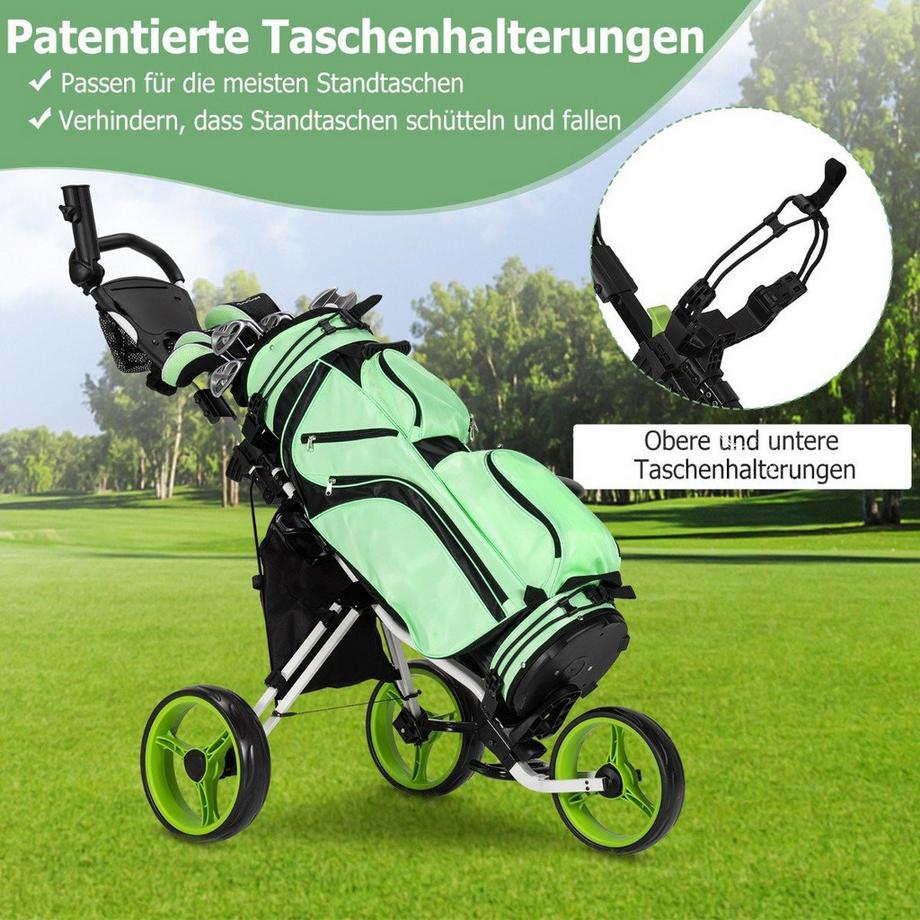 Northio  3 Rad Golf Trolley aus Aluminum mit Schirmhalter & Sitz Klappbare Golfwagen 