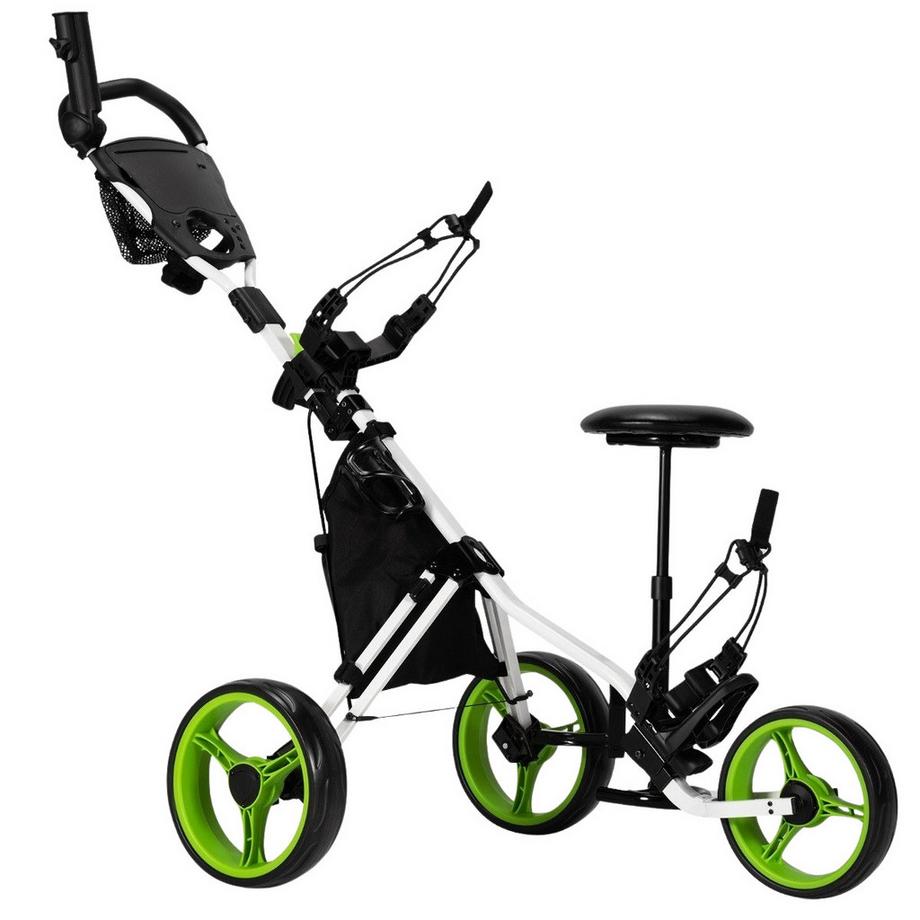 Northio  3 Rad Golf Trolley aus Aluminum mit Schirmhalter & Sitz Klappbare Golfwagen 