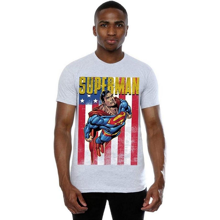 SUPERMAN T-Shirt Graphique Drapeau Américain  