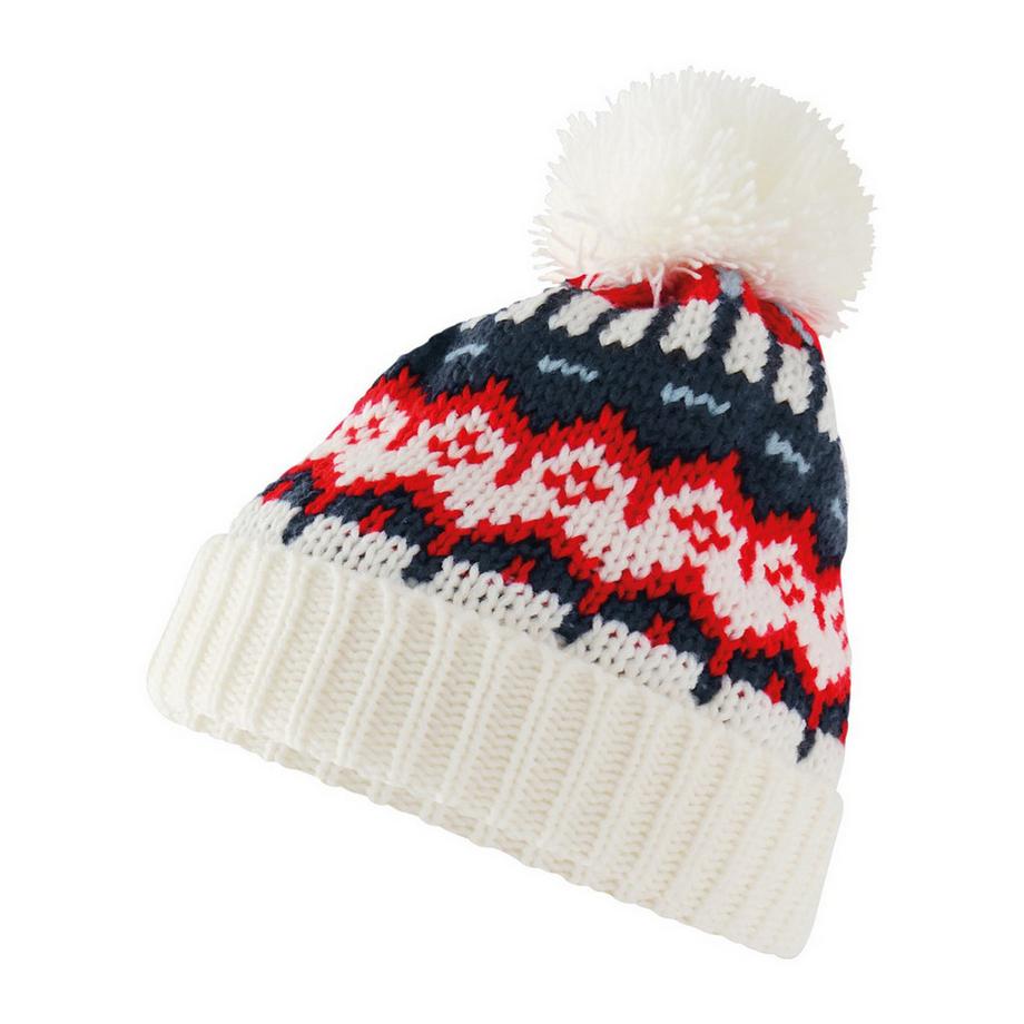 Beechfield Bonnet Tricoté Motif Fair Isle avec Pompon pour Ski  