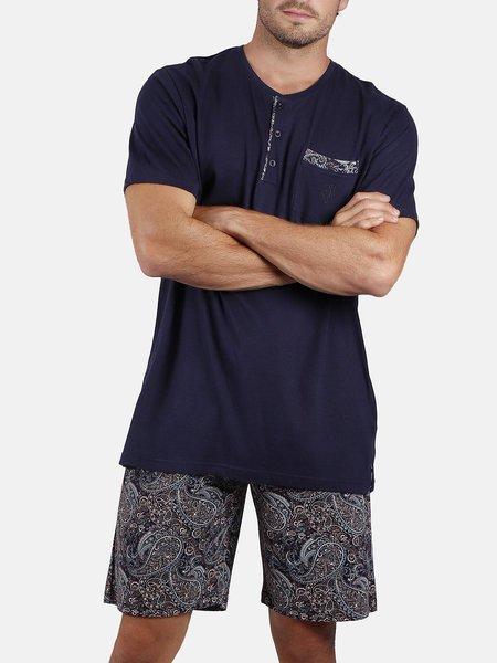 Image of Pyjama Shorts T-shirt Cachemire Herren Königsblau S