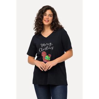 Ulla Popken Maglia Natalizia Scoiattolo Scollo a V Mezze Maniche  