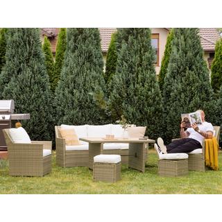 Beliani Lounge Set mit Tisch aus PE Rattan Retro FONTI  