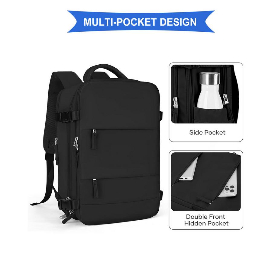Only-bags.store Sac à dos de voyage pour bagage à main d'avion avec compartiment pour ordinateur portable et compartiment à chaussures  