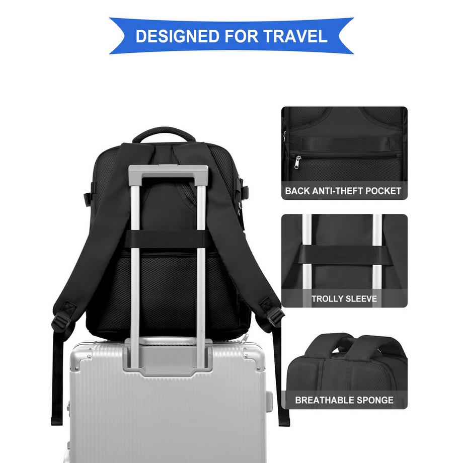 Only-bags.store Sac à dos de voyage pour bagage à main d'avion avec compartiment pour ordinateur portable et compartiment à chaussures  