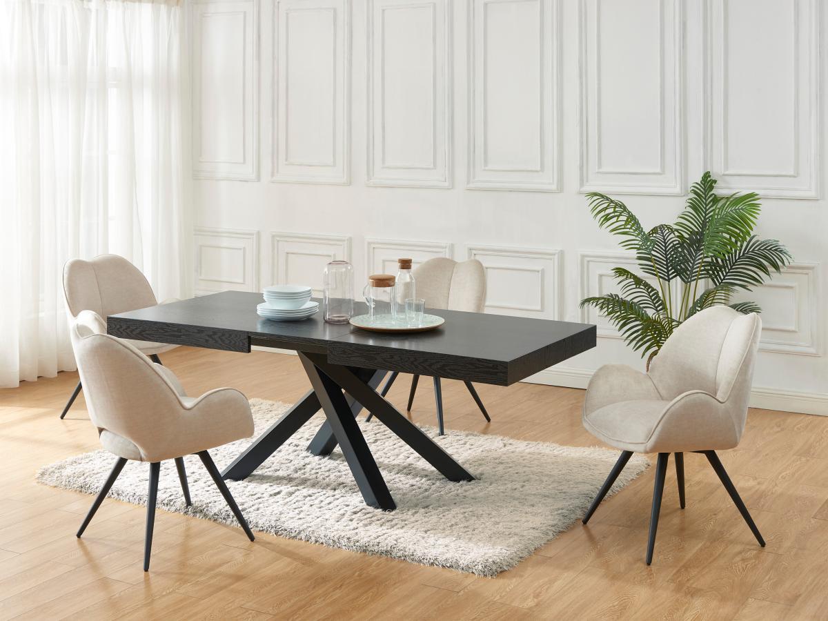 Vente-unique Tavolo da pranzo allungabile da 6 a 10 coperti in MDF e Metallo Nero - CATONAV  