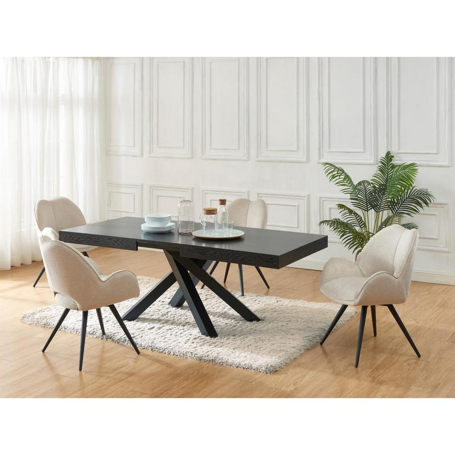 Vente-unique Tavolo da pranzo allungabile da 6 a 10 coperti in MDF e Metallo Nero - CATONAV  
