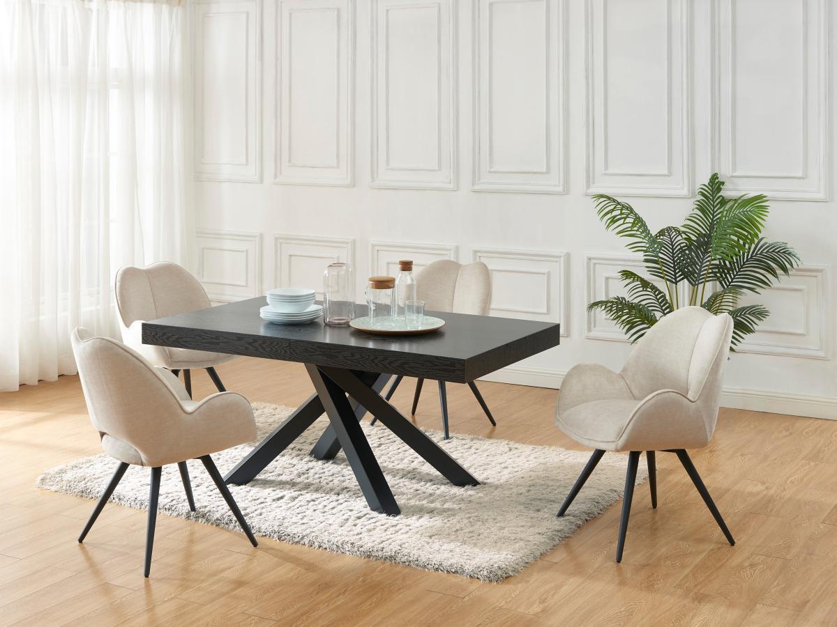 Vente-unique Tavolo da pranzo allungabile da 6 a 10 coperti in MDF e Metallo Nero - CATONAV  