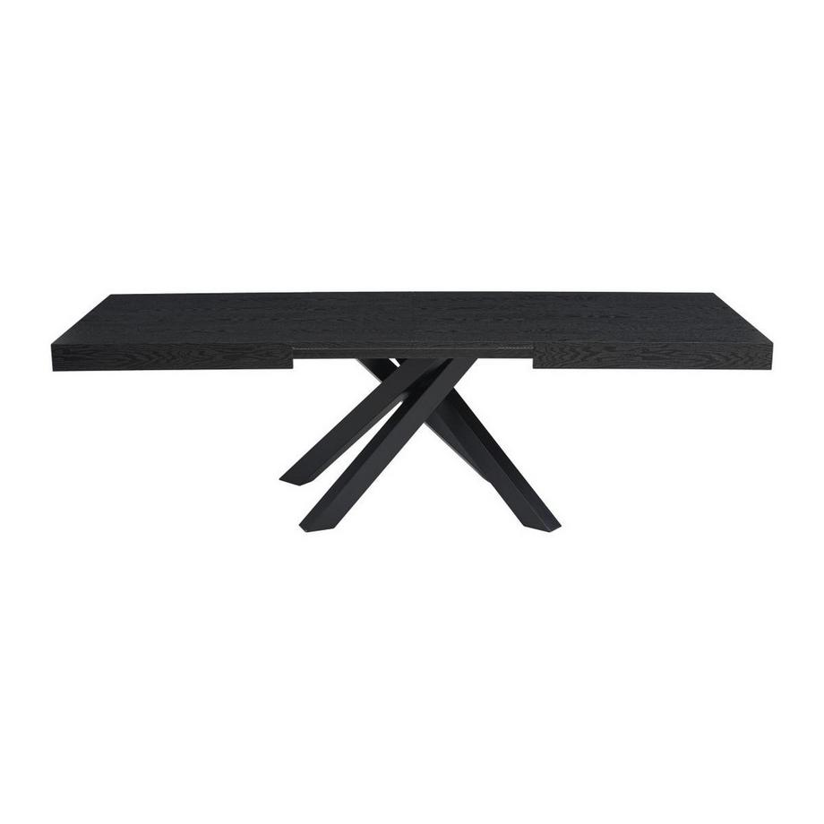 Vente-unique Tavolo da pranzo allungabile da 6 a 10 coperti in MDF e Metallo Nero - CATONAV  