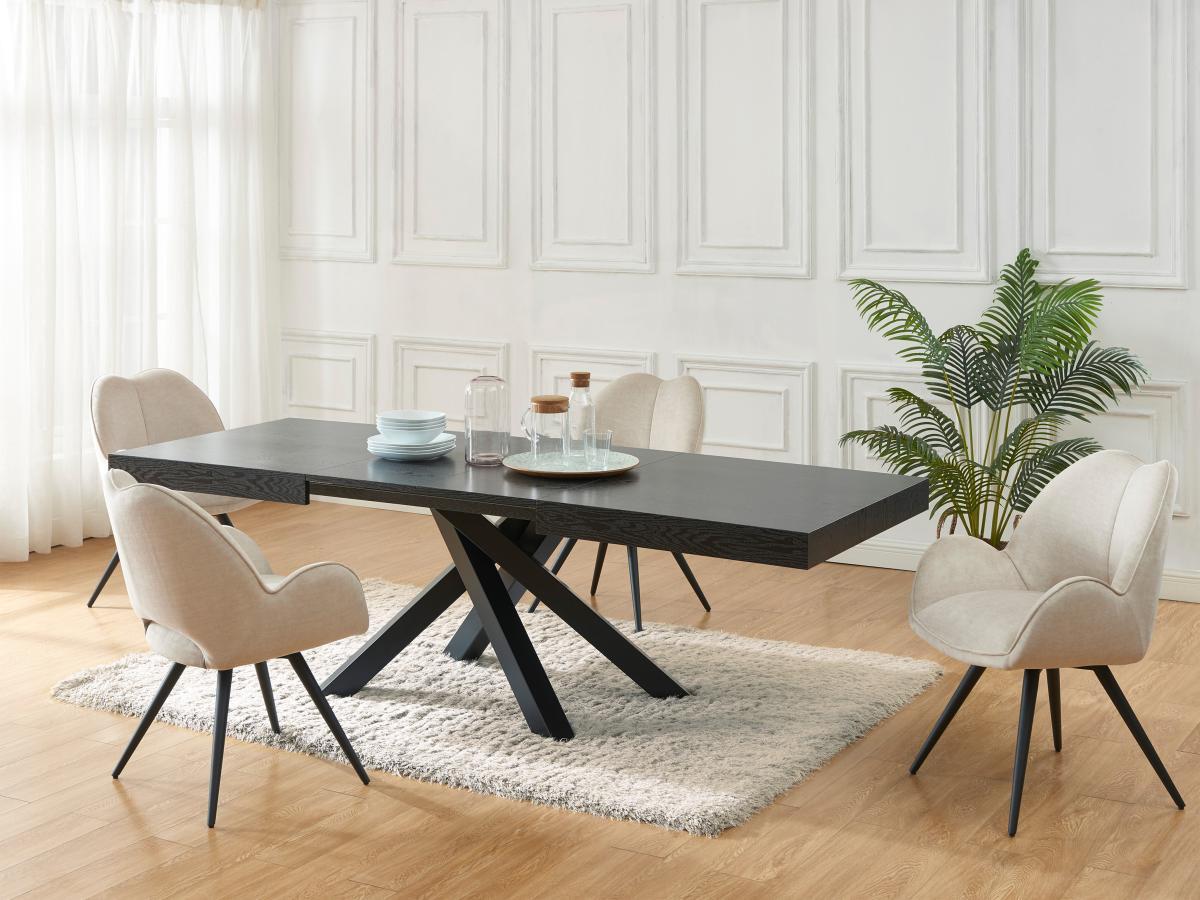 Vente-unique Tavolo da pranzo allungabile da 6 a 10 coperti in MDF e Metallo Nero - CATONAV  