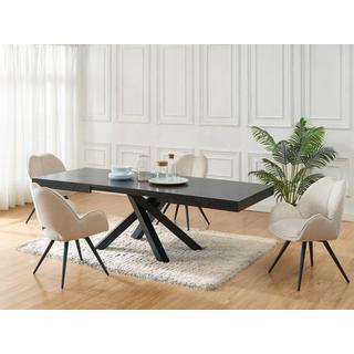 Vente-unique Tavolo da pranzo allungabile da 6 a 10 coperti in MDF e Metallo Nero - CATONAV  