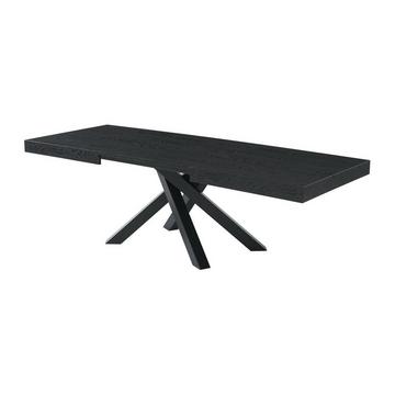 Table à manger extensible 6 à 10 personnes en MDF et métal - Noir - CATONAV