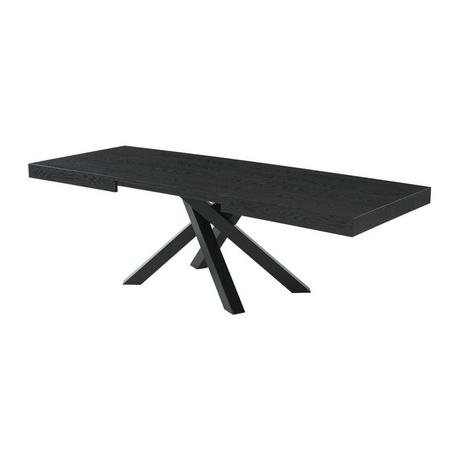 Vente-unique Table à manger extensible 6 à 10 personnes en MDF et métal - Noir - CATONAV  