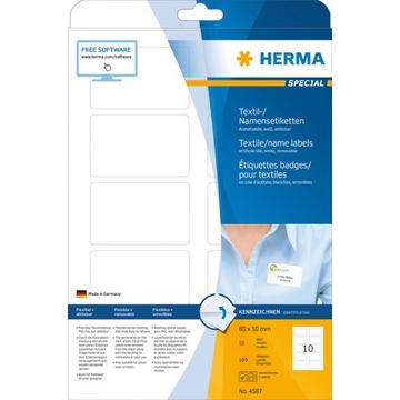 HERMA Namensetiketten 80x50mm 4587 weiss 100 Stk./10 Bl.