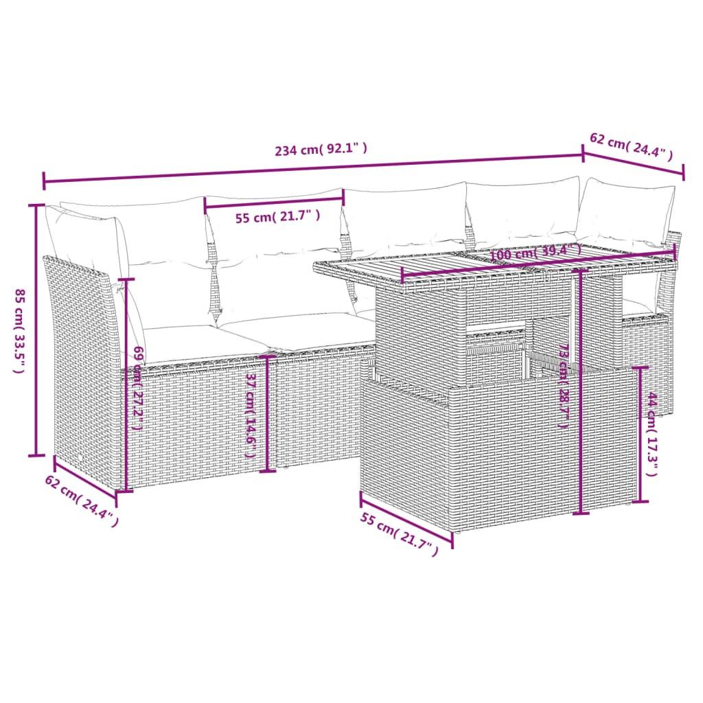 VidaXL Ensemble de canapés de jardin rotin synthétique  