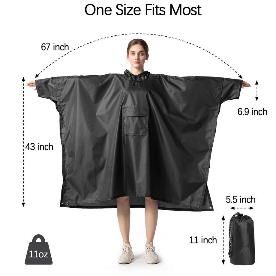 Alopini Poncho Antipioggia Impermeabile Multiuso 3-in-1  
