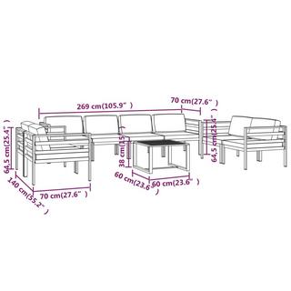 VidaXL Garten-lounge-set aluminium  