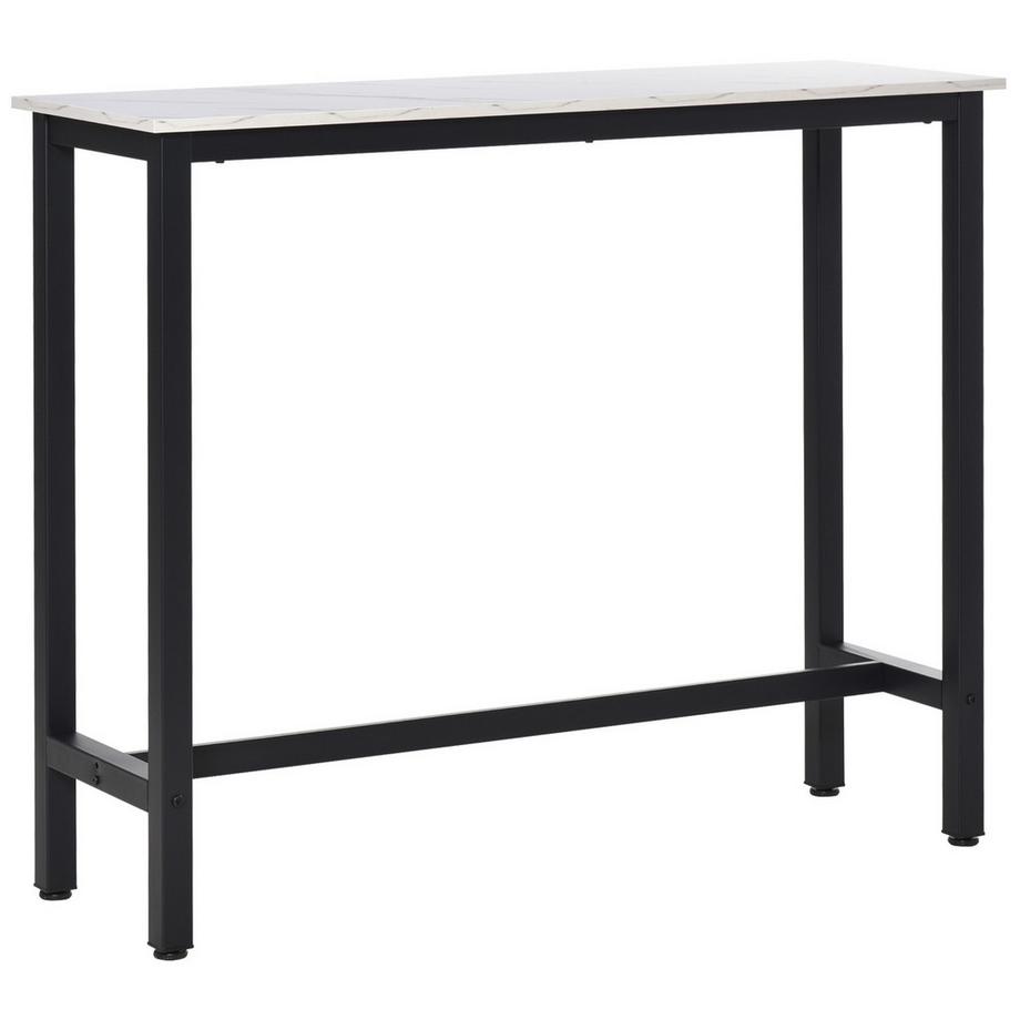 Northio  Bartisch Stehtisch mit Marmoroptik, Küchentisch mit verstellbare Füße für Wohnzimmer, Esszimmer, Stahl 120 x 40 x 100 cm Weiß+Schwarz 