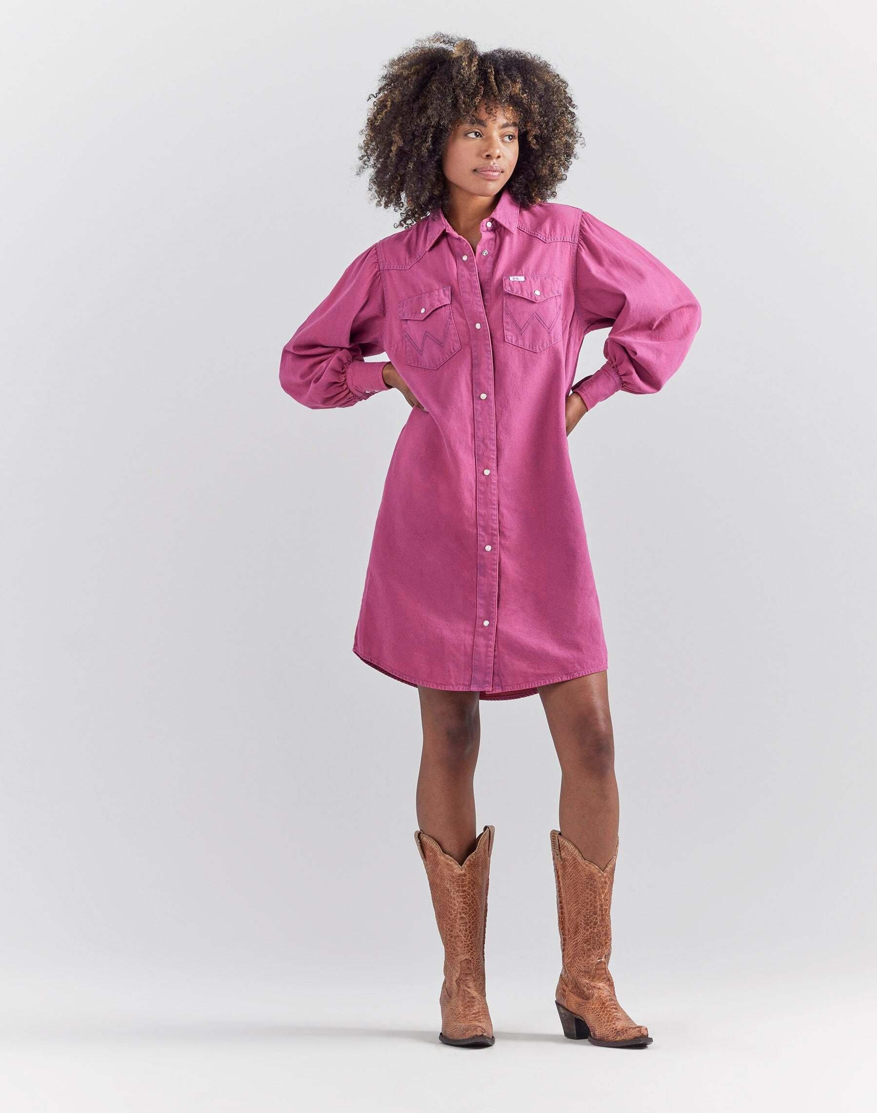 Image of Jeanskleid Shirt Dress Damen Pink XS