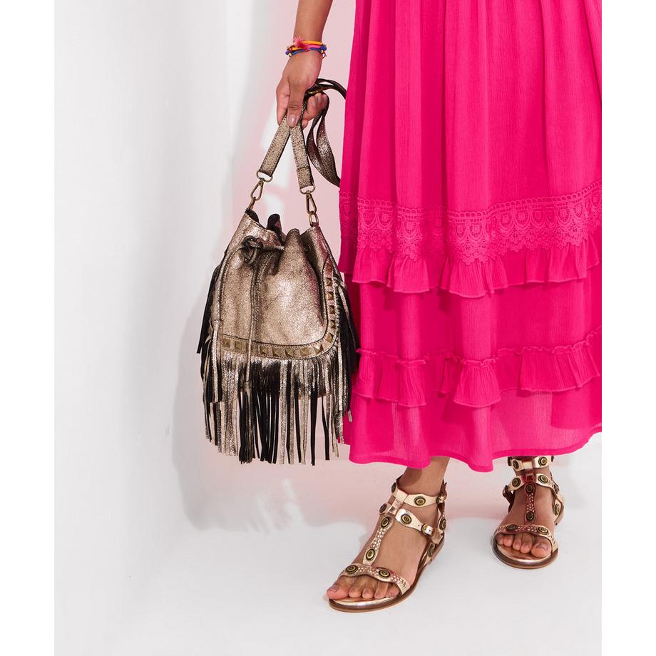 Joe Browns Goldene Wildleder Fransentasche  