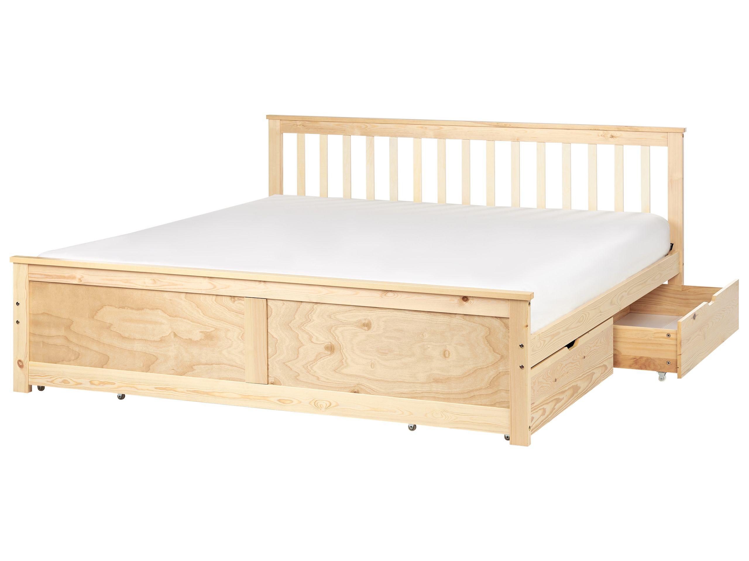 Beliani Letto con cassetti contenitori en Legno di pino Scandinavo OLENDON  