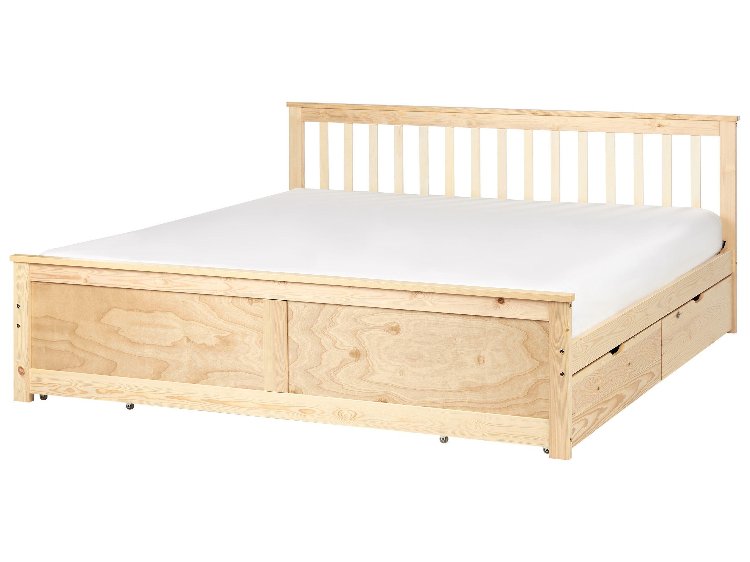 Beliani Letto con cassetti contenitori en Legno di pino Scandinavo OLENDON  