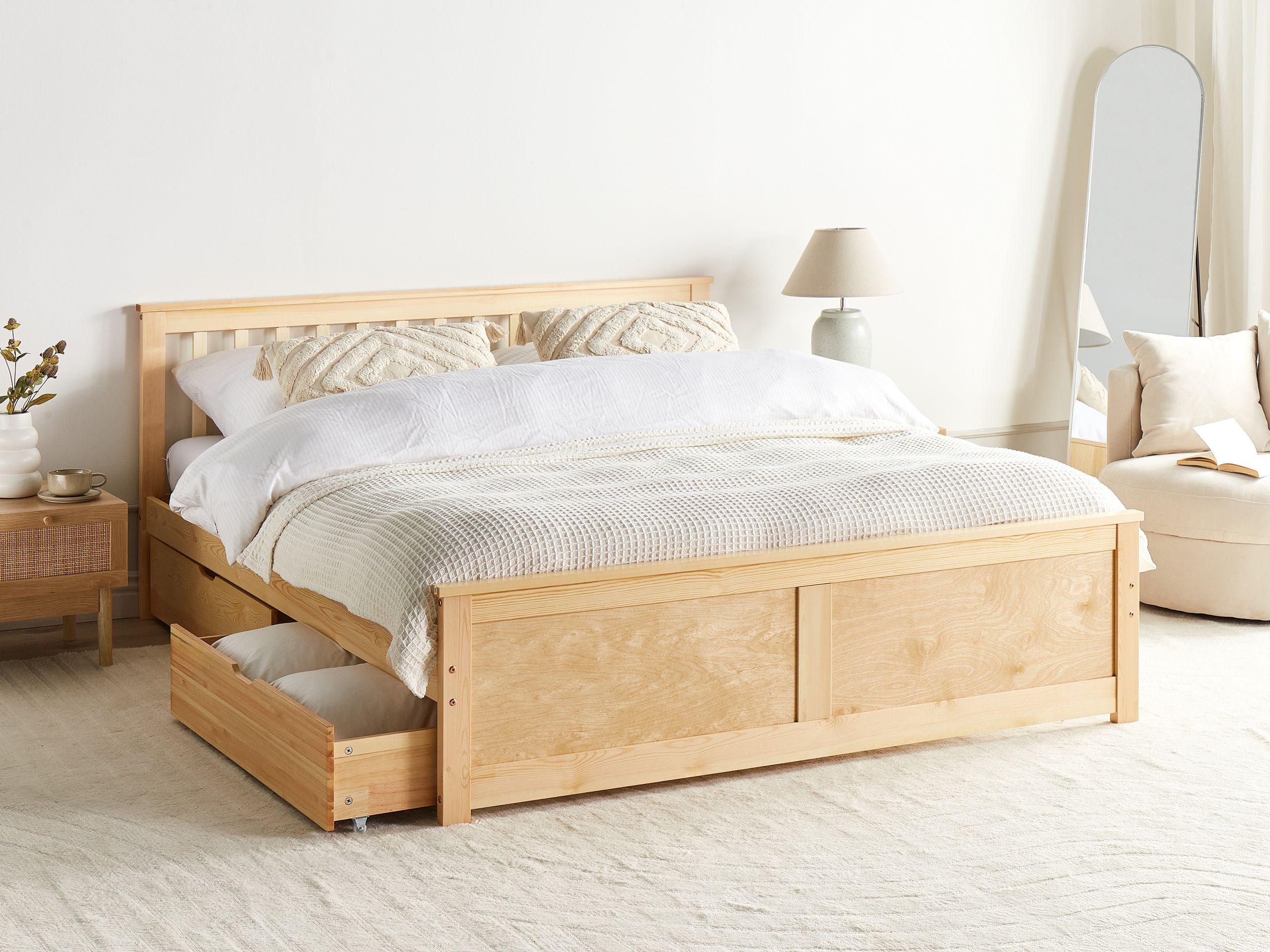 Beliani Letto con cassetti contenitori en Legno di pino Scandinavo OLENDON  