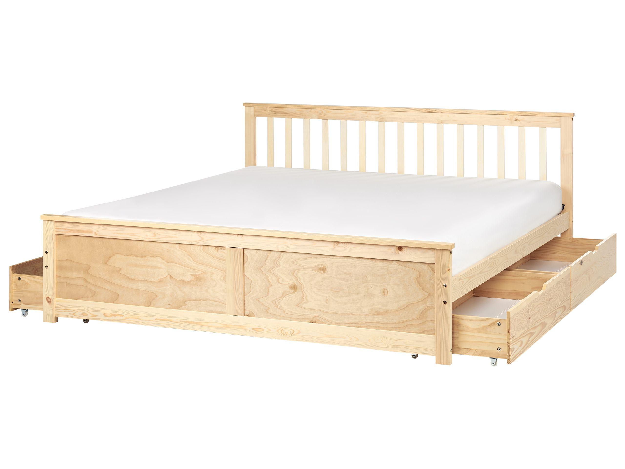 Beliani Letto con cassetti contenitori en Legno di pino Scandinavo OLENDON  